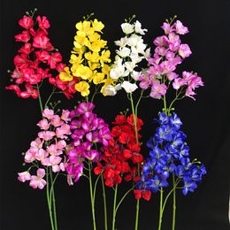 Artificial Orchid Flower 20 heads/piece Silk Hollyhock Fake Hibiscus 27.56" for Wedding Centrepieces Home party Decoration 8 Colours