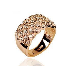 Fashion Unique style Crystal Gold and Silver stones plated Wide and Wild Shiny Party Wedding Ring For women