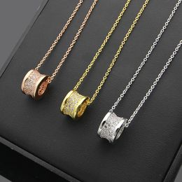 Fashion Brand diamond Love Necklace for Women Stainless Steel Accessories Zircon Heart Love Necklace For Women Jewelry 50cm with logo on it