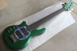 Factory Custom Left Handed Metal Green 6-String Electric Bass Guitar with Rosewood Fretboard,Chrome Hardwares,Offer Customized