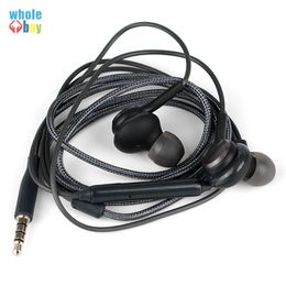 Factory direct wholesale black earphones earcup headset with microphone mic crystal line for 3.5mm Interface for all 3.5mm jack 300pcs