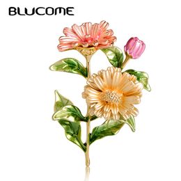 1PC robe femme fleurs émail Broche Strass Cristal Lily Fleur broches