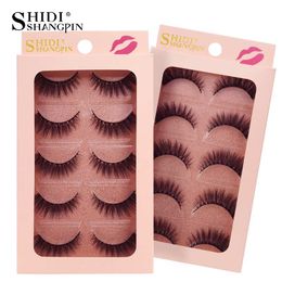 5 Pairs 3D Mink Eyelashes Natural Long Fluffy Mink Lashes Thick False Eyelashes Makeup 15mm Lashes Eyelash Extensions Fake Lashes Cilios