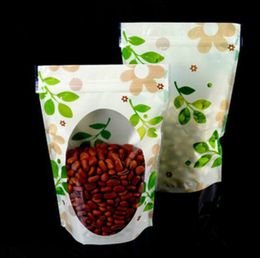 100pcs Stand up Plastic Ziplock Bag Clear Window Green Coffee Snack Cookie Baking Packaging Bag Plastic Gift Bags