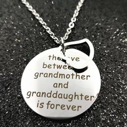 Personalized Custom Heart Pendant 'The Love Between a Grandmother and Granddaughter is Forever 'Round Necklace Jewelry