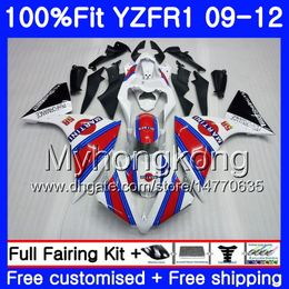 Injection For YAMAHA YZF 1000 R 1 YZF-1000 YZFR1 09 10 11 12 241HM.17 YZF R1 YZF1000 YZF-R1 2009 2010 2011 2012 factory white Fairing Kit