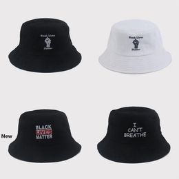 I CAN'T BREATHE Fisherman Hat Black Lives Matter Bucket Hats Summer Fashion Embroidery Sunscreen Caps Party Hats Supply RRA3135
