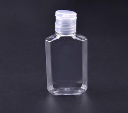 60ml PET plastic bottle with flip cap transparent square shape bottle for makeup remover disposable hand sanitizer SN3045