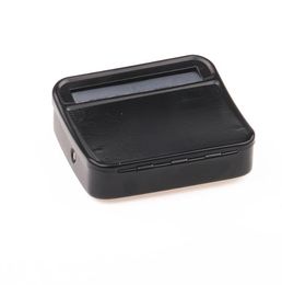 70MM Black Leather Cigarette Box Delicate Portable Manual Metal Cigarette Device