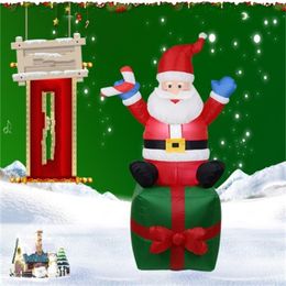 gift box models Australia - Sold Well Santa Claus And Gift Box Inflatable Model LED Christmas Home Garden Decorate Inflation Props High Quality Polyester Fiber 125hcH1