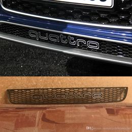 Quattro Logo Emblem Badge Car 3D Stickers ABS Quattro Stickers Front Grill Lower Trim For Audi A4 A5 A6 A7 RS5 RS6 RS7 RS Q3 Car A315E