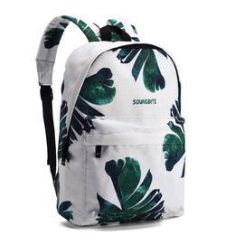 Designer-Casual High Quality Canvas Women Backpack Green Leaf Pattern Printing Female Daily Laptop Bagpack Girls College Mochila