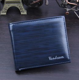 Wallets Men Retro PU Wood Stripe Shaped Foldable Business Short Card Holder Wallet