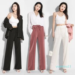 Wholesale-2020 new Women's loose Wide leg pants high waist leisure pants thin plus size straight-legged trousers street work out