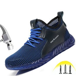 Weiche bequeme Sicherheitsschuhe Herren Sommer atmungsaktive Stahlkappen Anti Smashing Puncture Proof Light Construction Work Schuhe Weiche bequeme Sicherheitsschuhe Herren Sommer atmungsaktive Stahlkappen Anti Smashing Puncture Proof Light Construction Work Schuhe