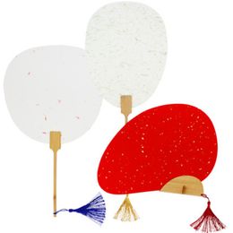 Latest Red Gold Black Blank Chinese Hand Fan Thicken Double Rice Paper Fan DIY Painting Traditional Craft Bamboo Handle Fans