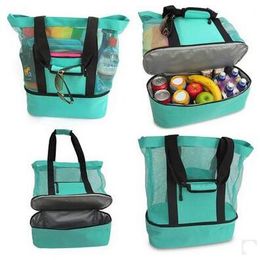 Outdoor Picnic Bags Beach Camping Multi Function Large Capacity Handbags Mesh Outdoor Travel Picnic Storage Bags Women Students Tote ZYQ390