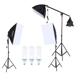 Freeshipping Professional Photography Lighting Kit Photo Studio Set 135W Daylight Bulb Light Stand Square Cube Softbox Cantilever Bag