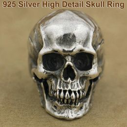 Thick and Heavy 925 Sterling Silver High Detail Skull Ring Cool Knight's Individuality Punk Retro Fashion Ring TA50 US Size 7~15 D19011502