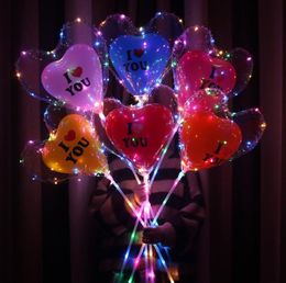 Transparent Heart Shaped Ball LED Light Love Heart Ball in Ball Glow Handheld Birthday decoration balloon 100 set SN1714