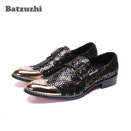 Batzuzhi Moda Zapatos Hombre Erkekler Ayakkabı Yakışıklı Resmi Deri Elbise Ayakkabı Erkekler Sivri Metal Ayak Kişilik Parti Ayakkabı Adam