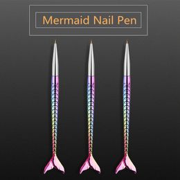 3pcs/set Mermaid Nail Art Pen Brush Gel Extension Brush Tips Painting Drawing Manicure Pen Set Nail Beauty Tools HHAa155