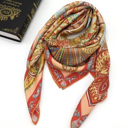 Wholesale- new style good quality 100% twill silk material print flower square scarves for woman size 110cm - 110cm