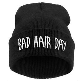 Fashion Beanies Woman Bad Hair Day Hats Winter Unisex Casual Male Cap Boy Hip Hop Autumn Knitted Hat Female