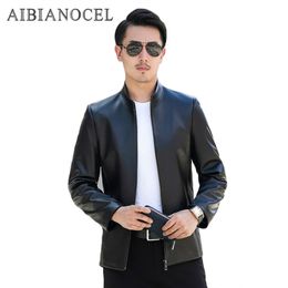 AIBIANOCEL 2017 Brand New Casual Style Winter Men's Genuine Leather Jacket Sheepskin Real Leather Coat Black Male Jacket