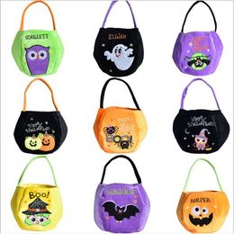 Halloween Pumpkin Handbags Printed Cartoon Satchel Bags Cat Kids Candy Storage Gift Bag Fashion Child Halloween Sack Party Supplies DYP6242