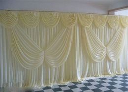 2020 Fundo de casamento do Marfim Fundo da cortina ângulo Asas lantejoulas casamento barato Detalhes no 6m * 3m Cloth Suprimentos decoração do casamento Cena