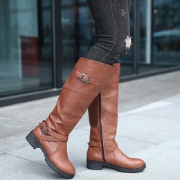 Hot Sale-Winter Warm Fur Knee High Boots Womens Snow Boots High Heels Side Zipper Female Shoes Black Brown green Large Size