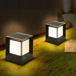 Outdoor Waterproof Solar Powered Pillar Light Garden Villa Yard Post Solar Landscape Lighting Garden Main Gate Decorative Lighting