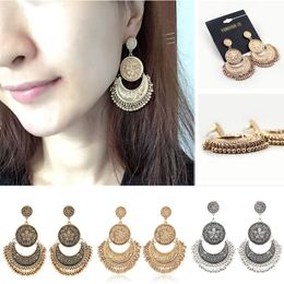 Antique Flower Earrings Retro Ethnic Hoop Earring FanshionTassel Dangle Earrings for Woman Ear Studs Boho Jewelry Kids Accessories M179