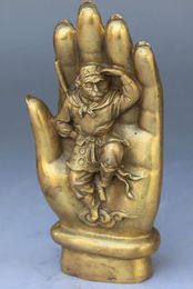 Chinese bronze sculpture sun wukong in the tathagata Buddha's hand