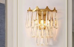 Luxury American creative crystal wall lamps wall lighting fixture gold wall mount lights led sconce light for bedside hallway ktichen MYY