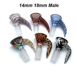 DHL!!! 14mm 18mm Male Wig Wag Glass Bowl With Handle Glass Bowl Tobacco Smoking Accessories Bowls For Glass Water Bongs Dab Rigs