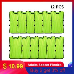 12 PCS Adults Soccer Pinnies Quick Drying Football Jerseys Vest Scrimmage Practise Sports Vest Breathable Team Training Bibs