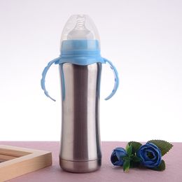 6oz Sippy Cup Double Wall Tumbler Baby Milk Bottle With Handle Insulated Stainless Steel Cups For Kids