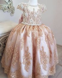 Little Queen Sequin Flower Girls Dresses Scoop Cupcake Ball Gown Kids' Christening Party Gowns Cheap