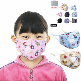 Children Dustproof Face Mask With Breathing Valve PM2.5 Philtre Pads Kids Washable Reusable Anti-Dust Fog Masks Respirator LJJA3974