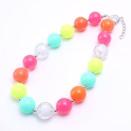 Neon Color Kids Chunky Necklace Beautiful Design Girl Children Acrylic Beads Chunky Necklace Toddle Kids Jewelry