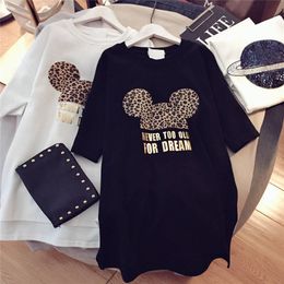 Frauen Designer lange T-Shirts Markenkleider mit Animal Lovely Mouse Mode Sommerkleid für Frauen Kurzarm langes T-Shirt
