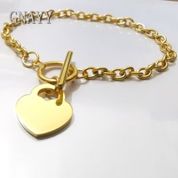 5pcs Lot thin 4.5mm 21cm (8.26 inch) women mens Fashion Stainless steel in bulk Gold Link chain bracelet Sweet Heart tag charms bracelet