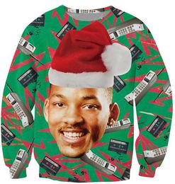 Fashion-Causal Sweatshirt Fresh Prince Christmas Crewneck Jumper Will Smith With Christmas hat Outerwear Women Men Plus Size