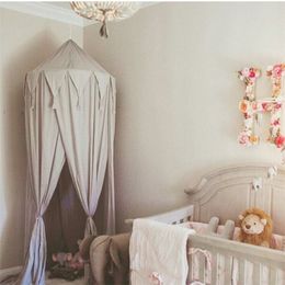 Nordic Style Kid Baby Bed Canopy Mosquito Net Anti Mosquito Girls Room Decoration Bedding Round Dome Tent Cotton Dropshipping