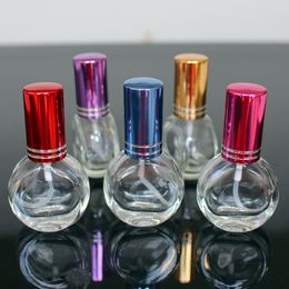 10ml Round Glass Spray Perfume Bottle Clear Travel Empty Scent Bottle Screw Parfum Bottle Atomizer Glass Vials