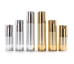 15ml 30ml 50ml Gold/silver Empty Cosmetic Airless Bottle Portable Refillable Pump Dispenser Bottles For Travel Lotion SN2598