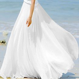 Sherhure 2019 High Waist Women Chiffon Long Skirts Floor Length Ruffles White Summer Boho Maxi Skirt Saia Longa Faldas S514
