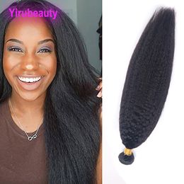Malaysian 100% Unprocessed Human Hair 95-100g/piece Double Weft Kinky Straight Yaki Hair Extensions Natural Colour Yirubeauty